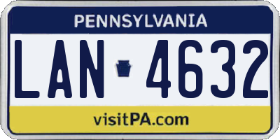 PA license plate LAN4632