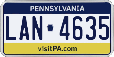 PA license plate LAN4635