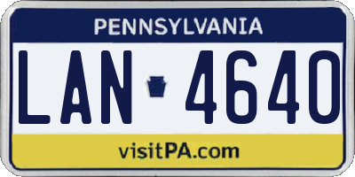 PA license plate LAN4640