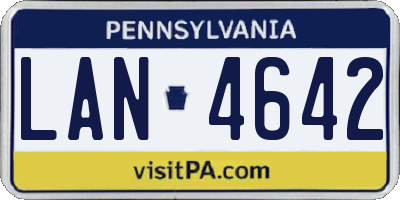 PA license plate LAN4642