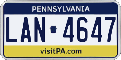 PA license plate LAN4647
