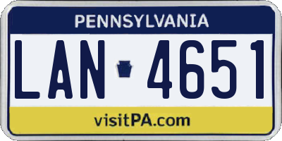 PA license plate LAN4651