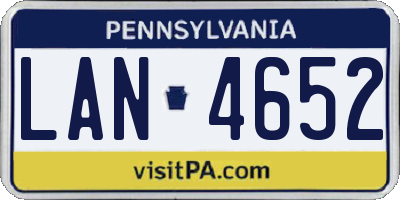 PA license plate LAN4652