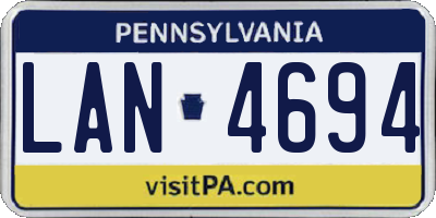 PA license plate LAN4694