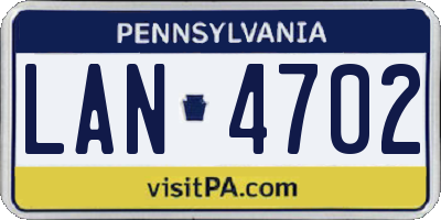 PA license plate LAN4702