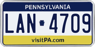 PA license plate LAN4709