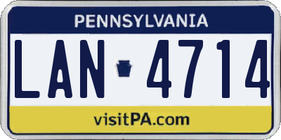 PA license plate LAN4714