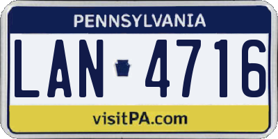 PA license plate LAN4716