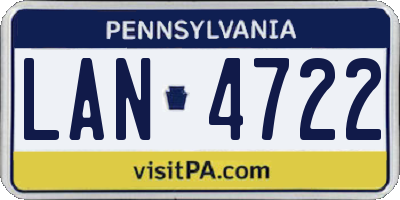 PA license plate LAN4722