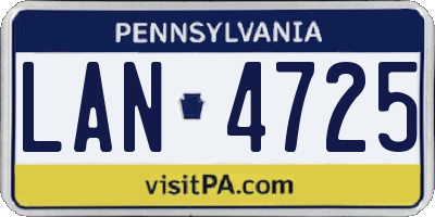 PA license plate LAN4725