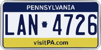 PA license plate LAN4726