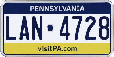 PA license plate LAN4728