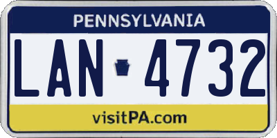 PA license plate LAN4732