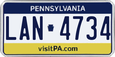 PA license plate LAN4734
