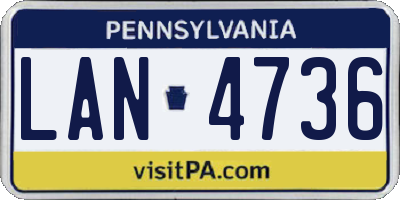 PA license plate LAN4736