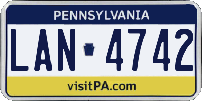 PA license plate LAN4742
