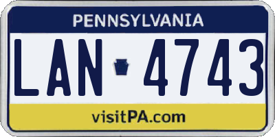 PA license plate LAN4743