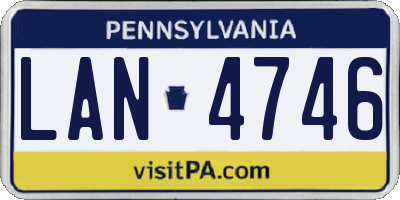 PA license plate LAN4746