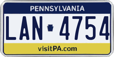 PA license plate LAN4754
