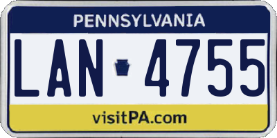 PA license plate LAN4755