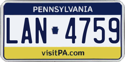 PA license plate LAN4759