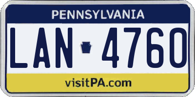PA license plate LAN4760
