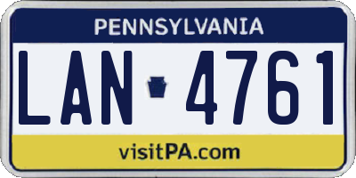PA license plate LAN4761