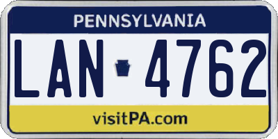 PA license plate LAN4762