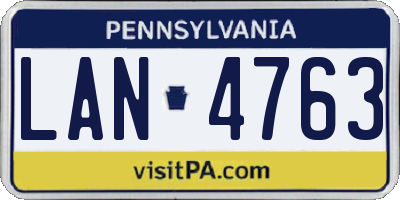 PA license plate LAN4763