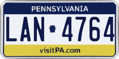 PA license plate LAN4764