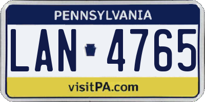 PA license plate LAN4765