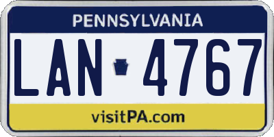 PA license plate LAN4767