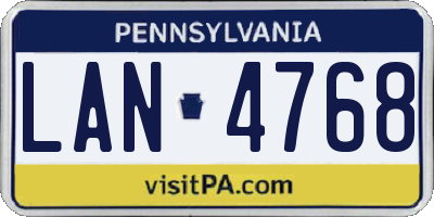 PA license plate LAN4768