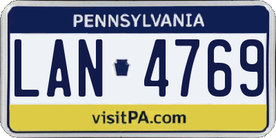 PA license plate LAN4769