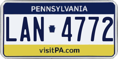 PA license plate LAN4772