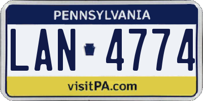 PA license plate LAN4774