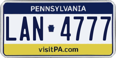 PA license plate LAN4777