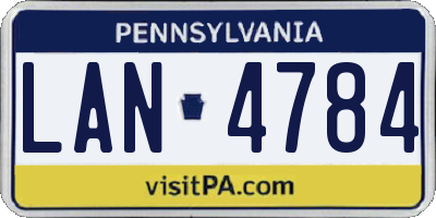 PA license plate LAN4784
