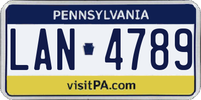 PA license plate LAN4789