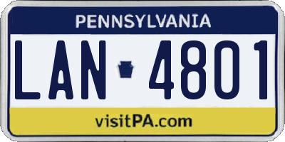 PA license plate LAN4801