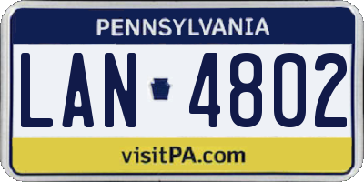 PA license plate LAN4802