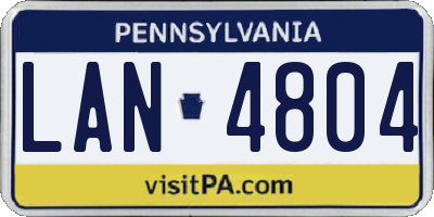 PA license plate LAN4804