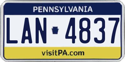 PA license plate LAN4837