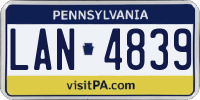 PA license plate LAN4839