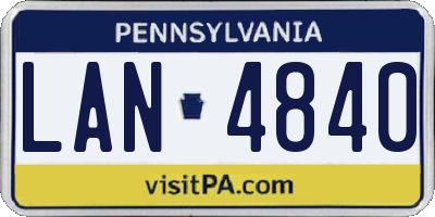 PA license plate LAN4840