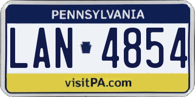 PA license plate LAN4854
