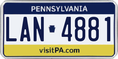 PA license plate LAN4881