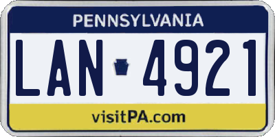 PA license plate LAN4921