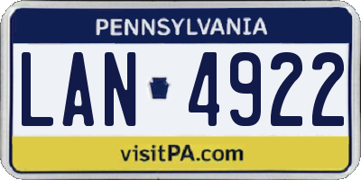 PA license plate LAN4922