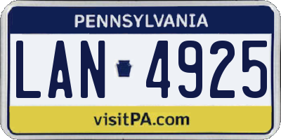 PA license plate LAN4925